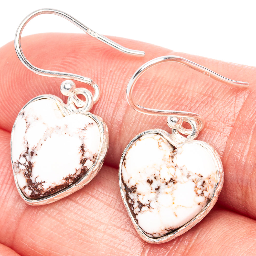 Wild Horse Jasper Heart Earrings 1 1/8" (925 Sterling Silver) E1247