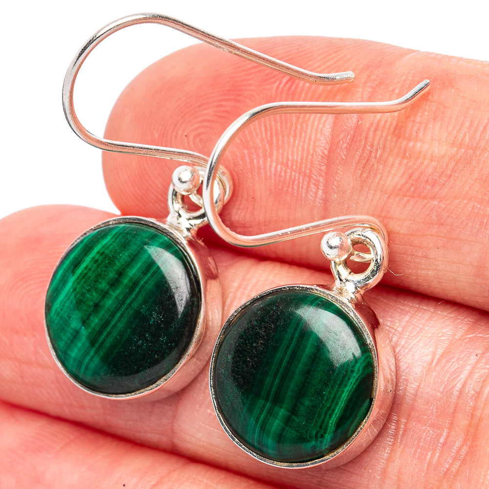 Malachite Earrings 1 1/4" (925 Sterling Silver) E2791