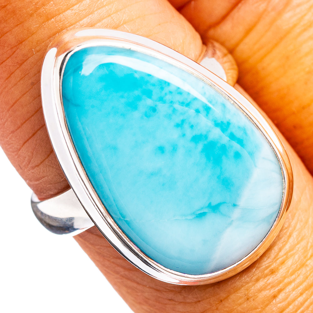 Premium Larimar Ring Size 7.75 (.925 Sterling Silver)