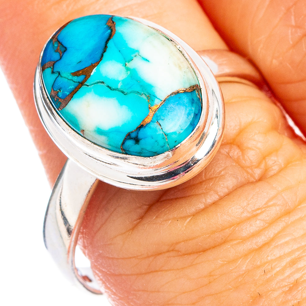 Ice Blue Dahlia Mohave Turquoise Ring Size 9 (.925 Sterling Silver)