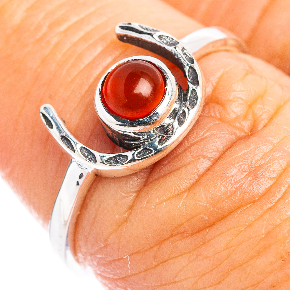 Carnelian Horseshoe Dainty Ring Size 6.5 (.925 Sterling Silver)