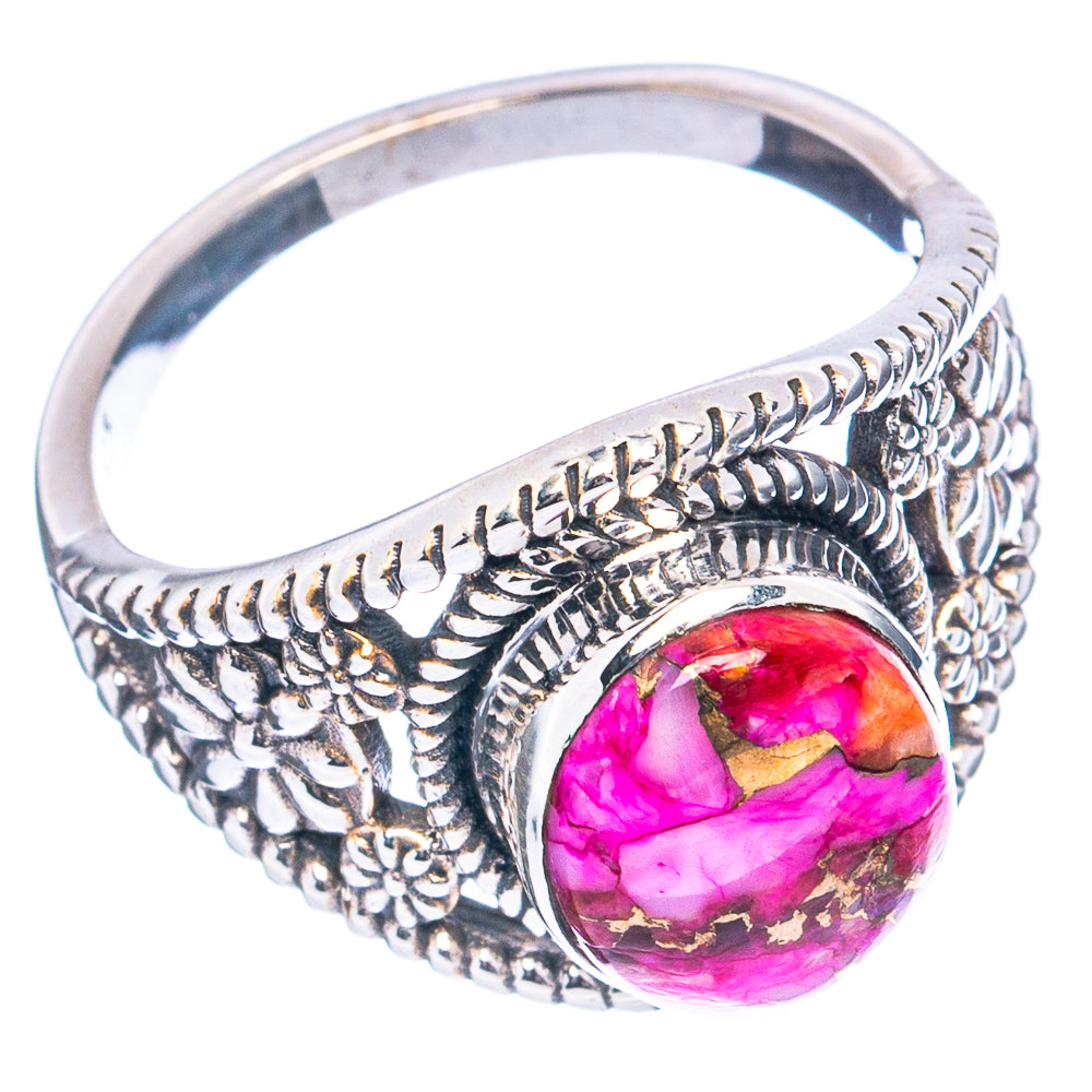 Pink Dahlia Mohave Turquoise Ring Size 8.5 (.925 Sterling Silver)