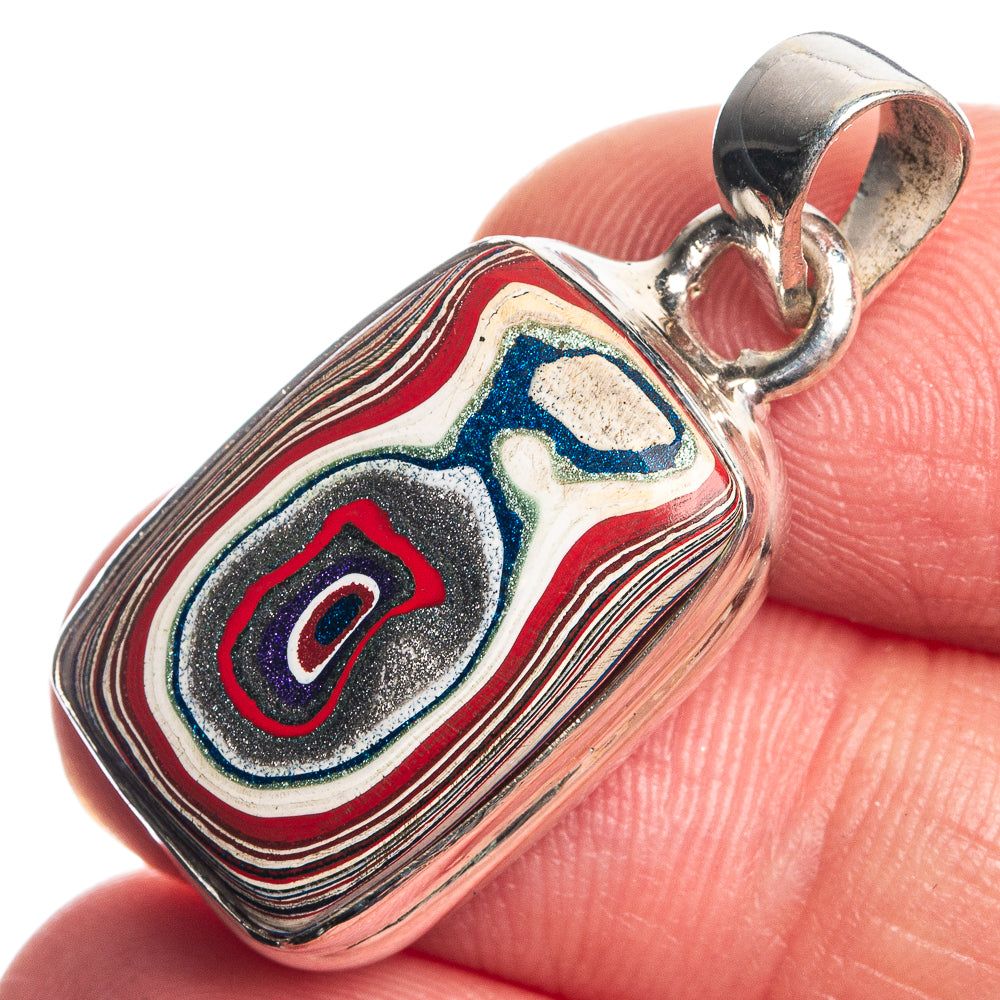 Fordite 925 Sterling Silver Pendant 1 1/4"