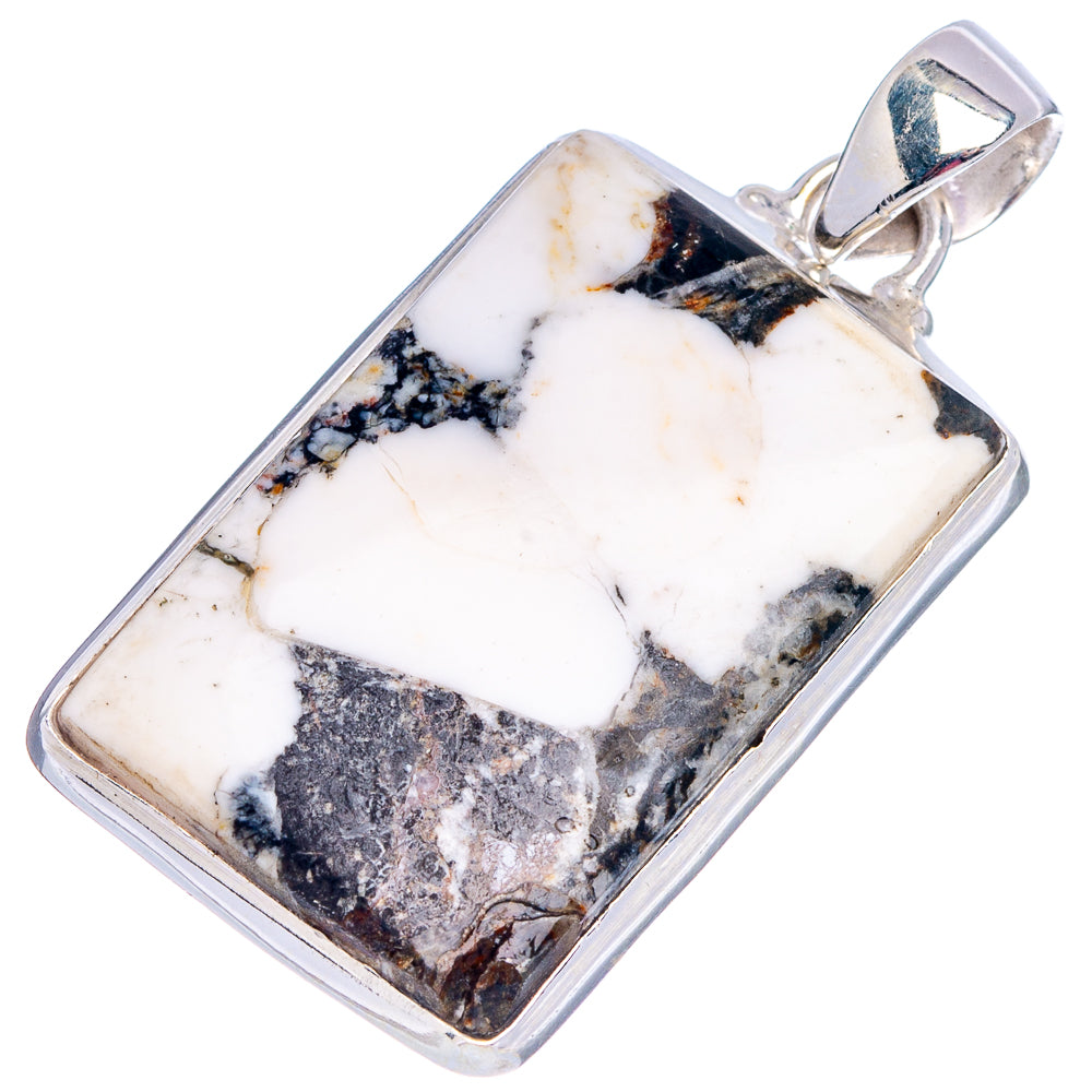 White Buffalo Turquoise Pendant 1 3/4" (.925 Sterling Silver)
