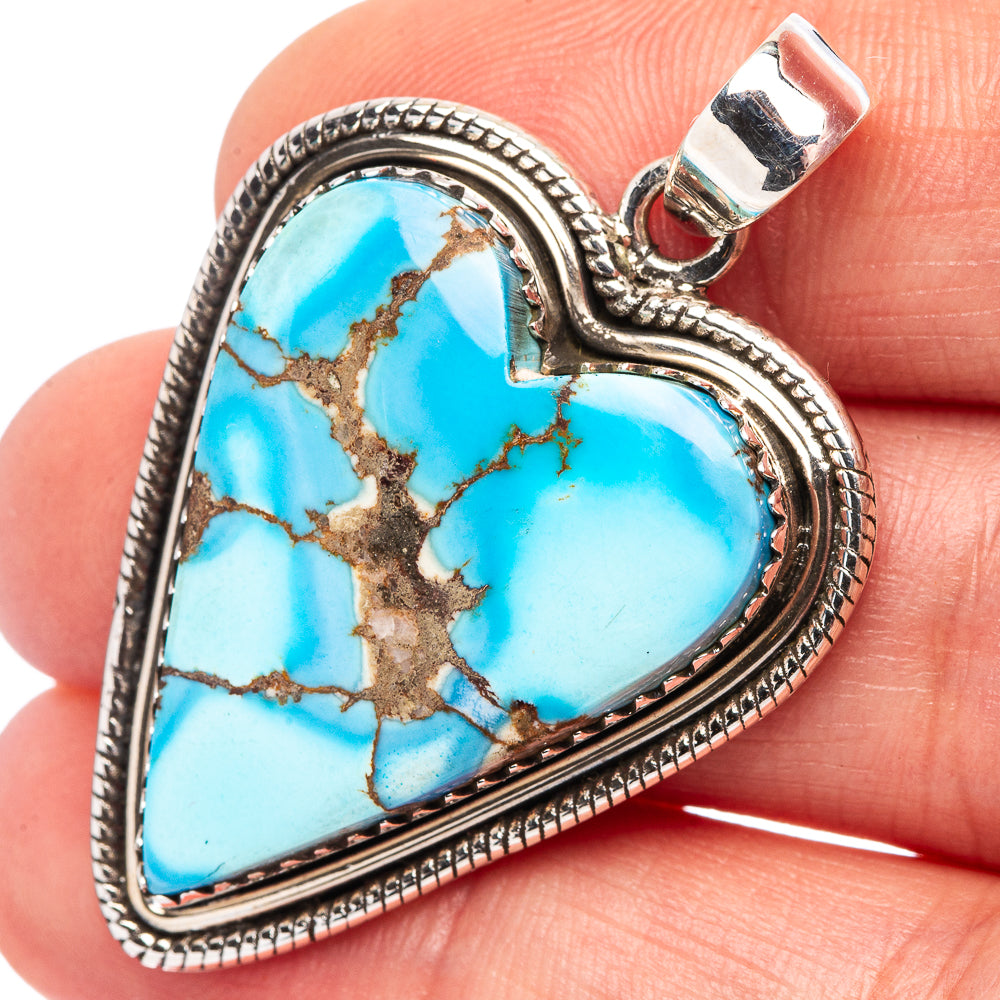 Rare Golden Hills Turquoise Pendant 1 5/8" (.925 Sterling Silver)