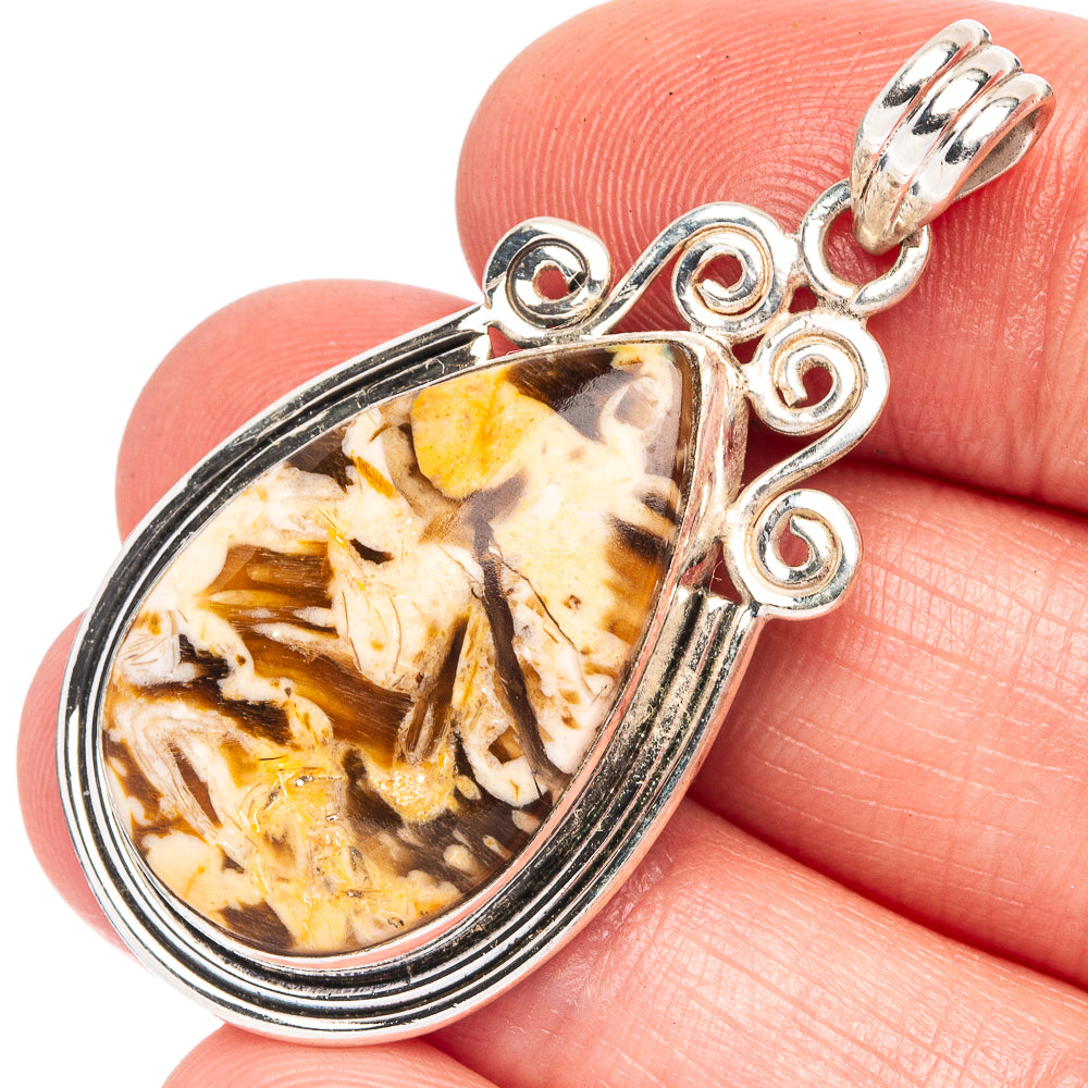 Peanut Wood Jasper Pendant 1 5/8" (925 Sterling Silver) P43521