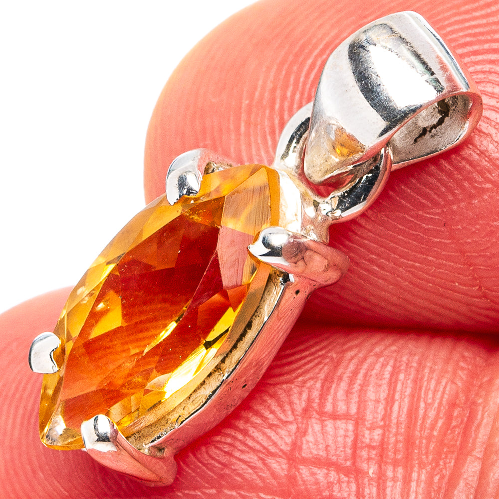 Faceted Citrine Dainty Pendant 7/8" (.925 Sterling Silver)