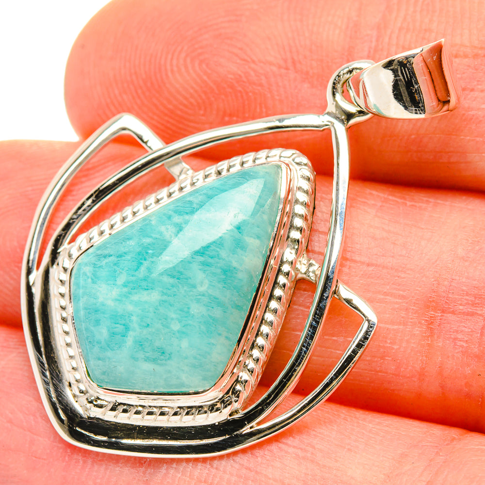 Premium Amazonite Pendant 1 1/2" (925 Sterling Silver) PD37863