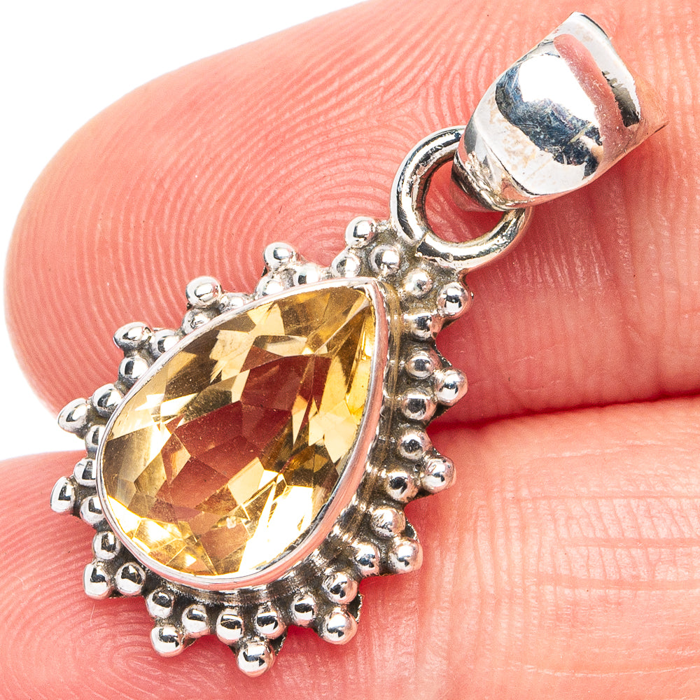 Dainty Citrine Pendant 1 1/8" (925 Sterling Silver) P45359
