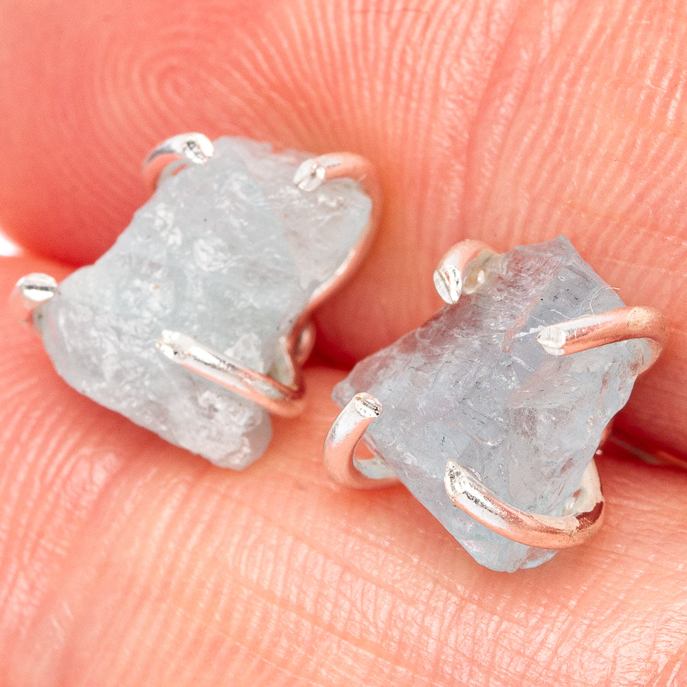 Aquamarine Dainty Earrings 3/8" (925 Sterling Silver) E2024