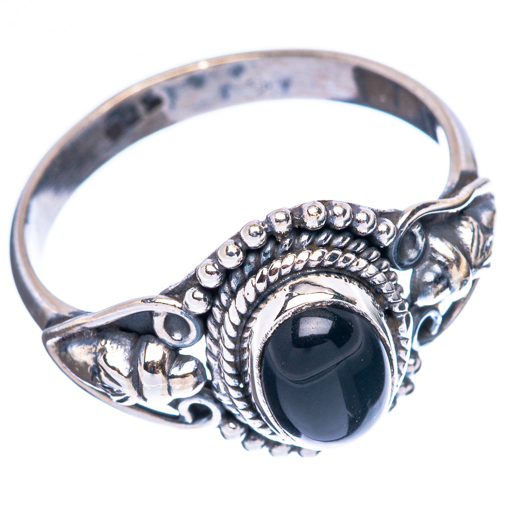 Black Onyx Dainty Ring Size 8 (925 Sterling Silver) R5111
