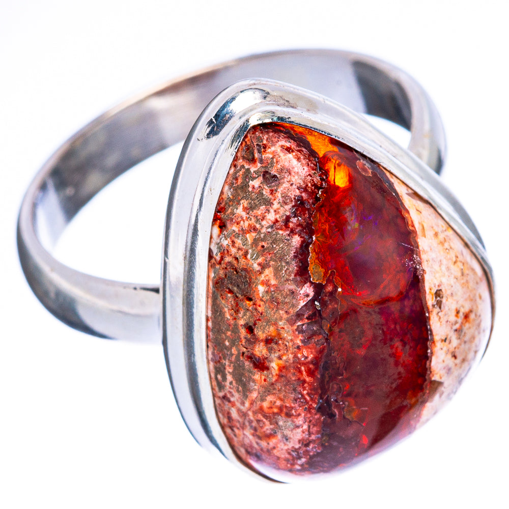 Mexican Fire Opal 925 Sterling Silver Ring Size 7.75 Ana Co R2437