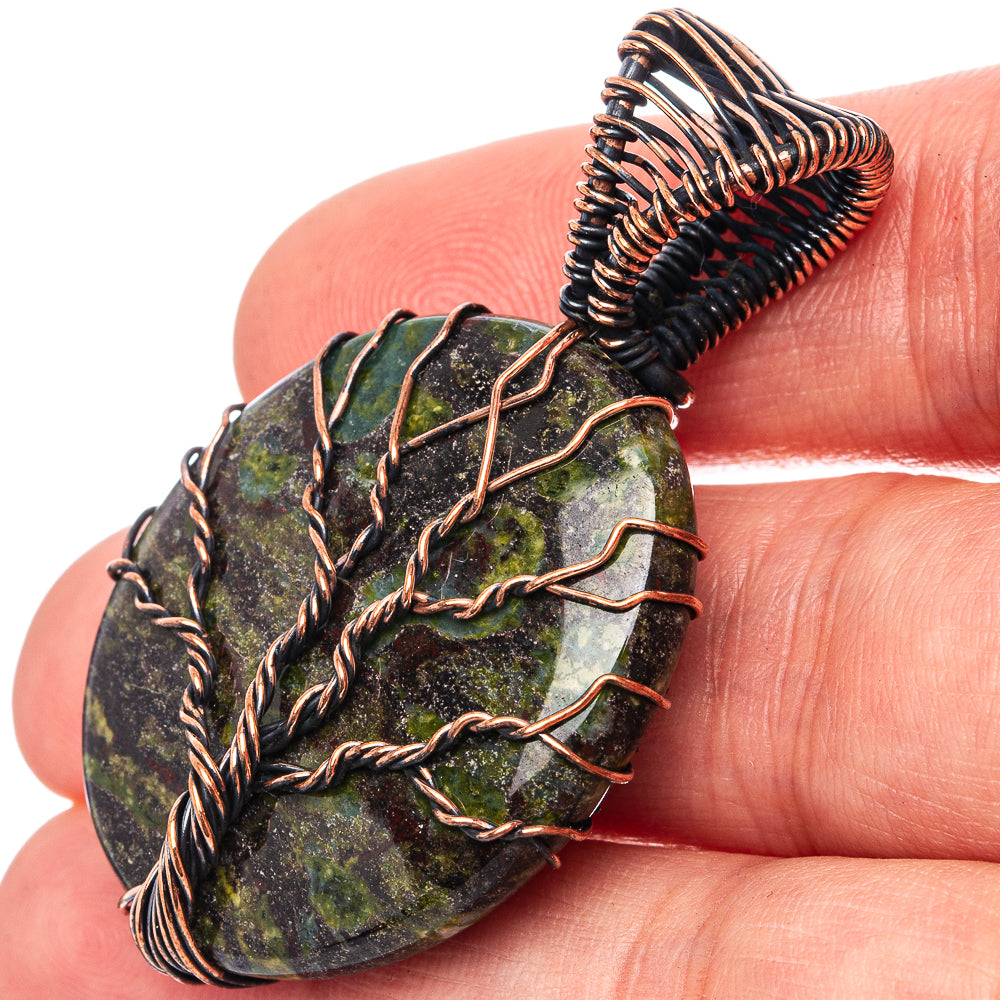 Dragon's Bloodstone Tree of Life Pendant 1 7/8" (Oxidized Copper)