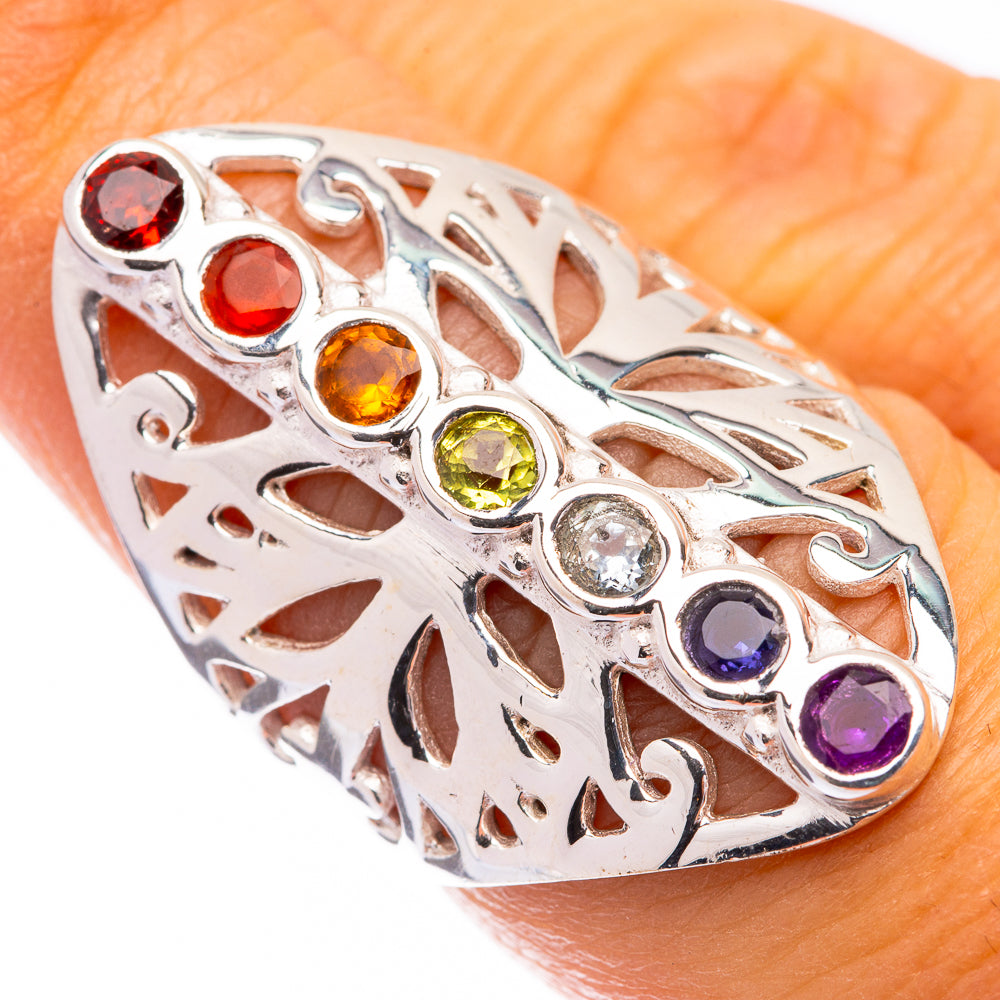 Rainbow Chakra Ring Size 6.75 (925 Sterling Silver) R141533