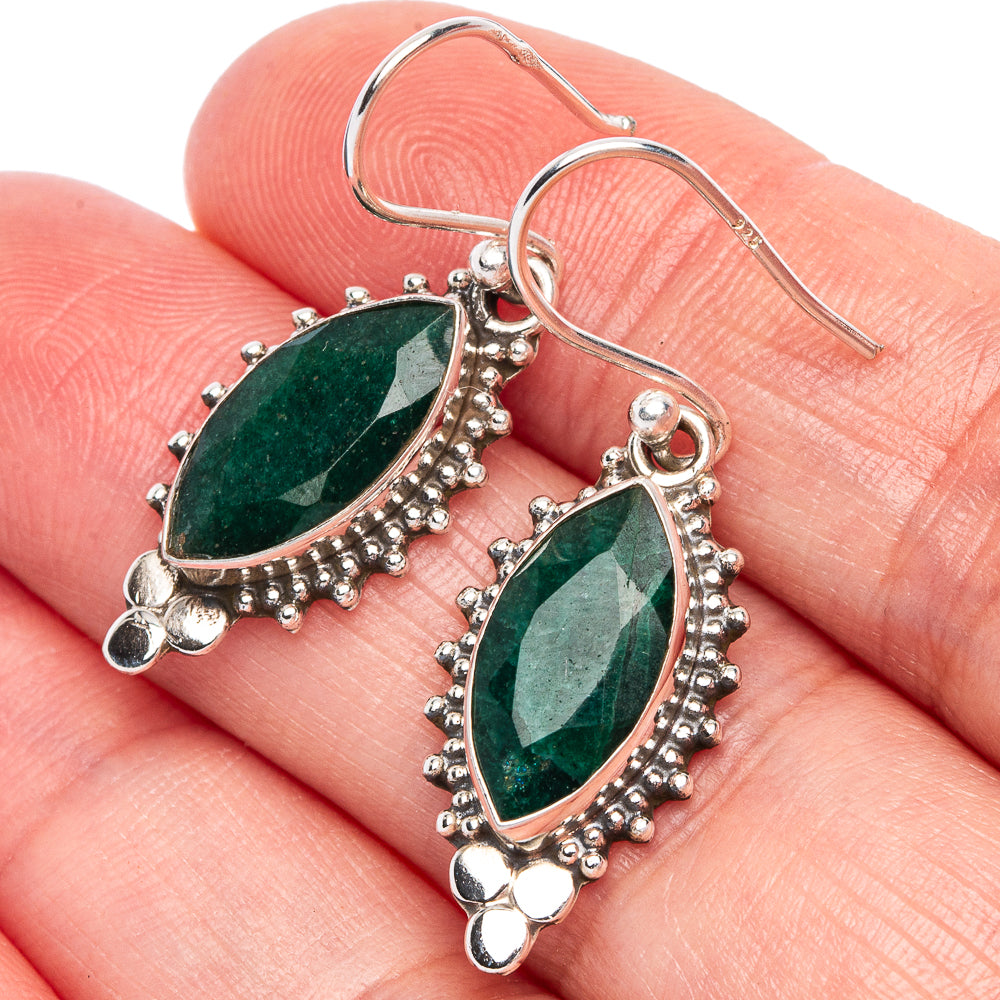 Green Sillimanite Earrings 1 3/8" (925 Sterling Silver) E433371