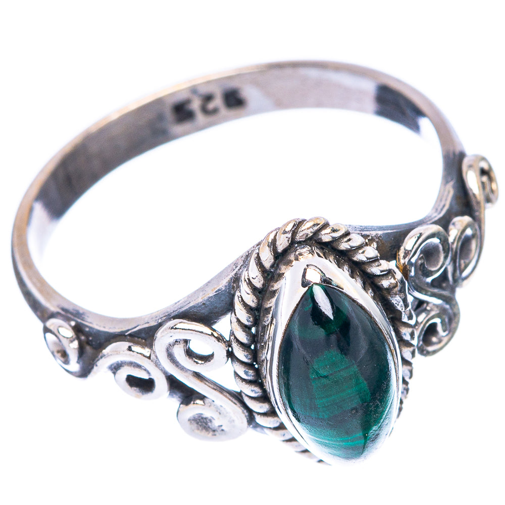 Malachite Dainty Ring Size 7 (925 Sterling Silver) R5776