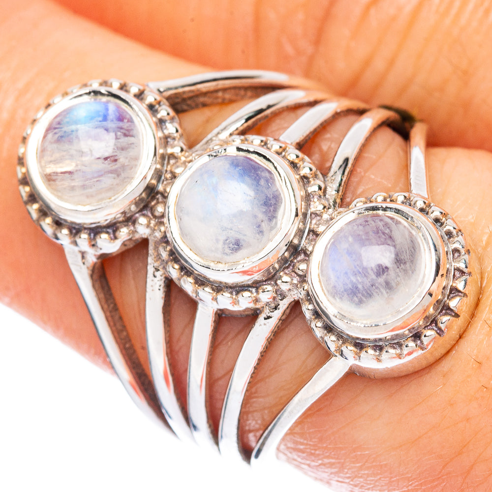 Rainbow Moonstone Ring Size 7.75 (925 Sterling Silver) R2813