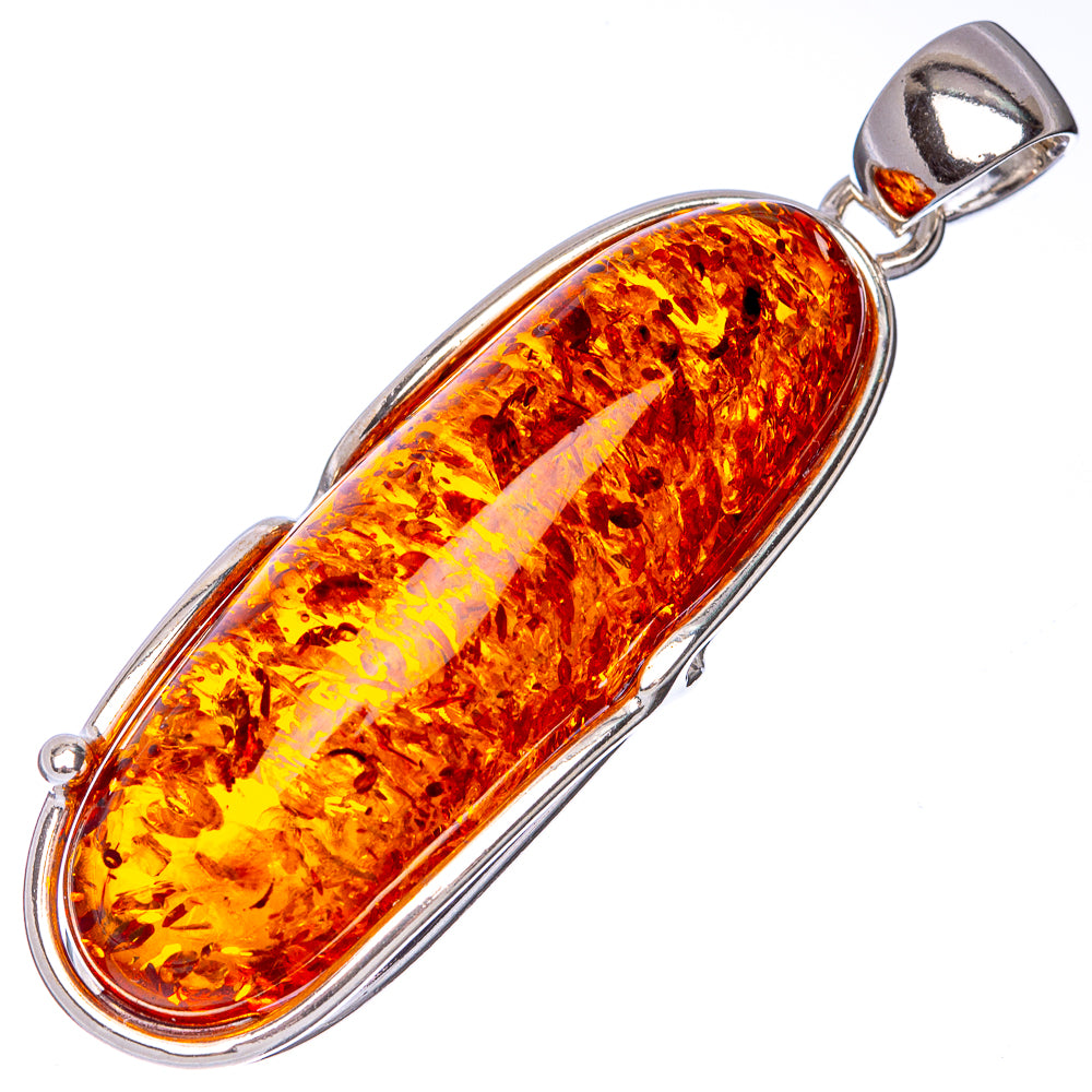 Anasilvercos Baltic Amber Pendant 2 1/4" (925 Sterlnig Silver)