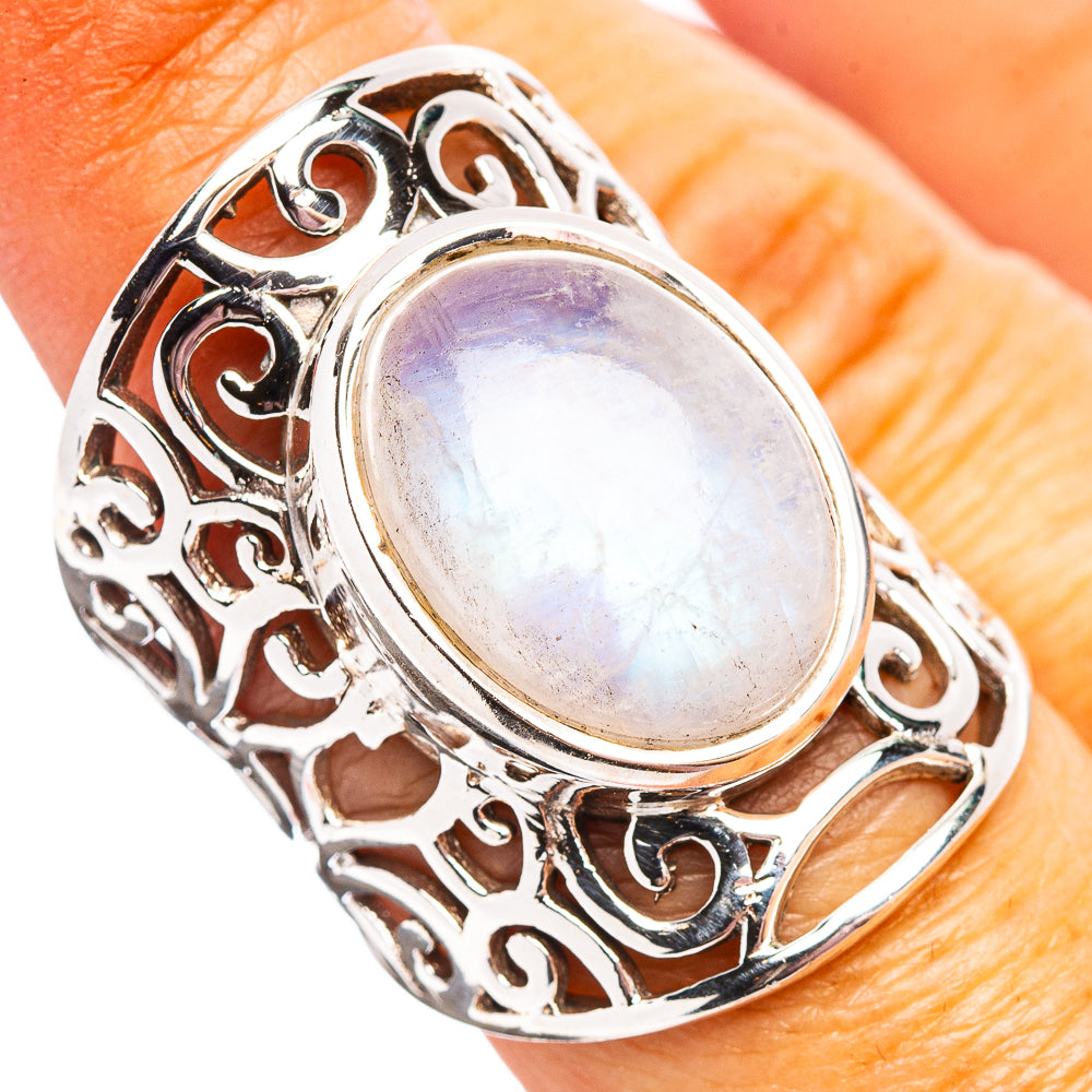 Huge Premium Rainbow Moonstone Ring Size 6.25 (.925 Sterling Silver)