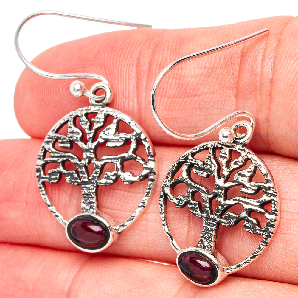 Garnet Earrings 1 3/4" (925 Sterling Silver) E2979