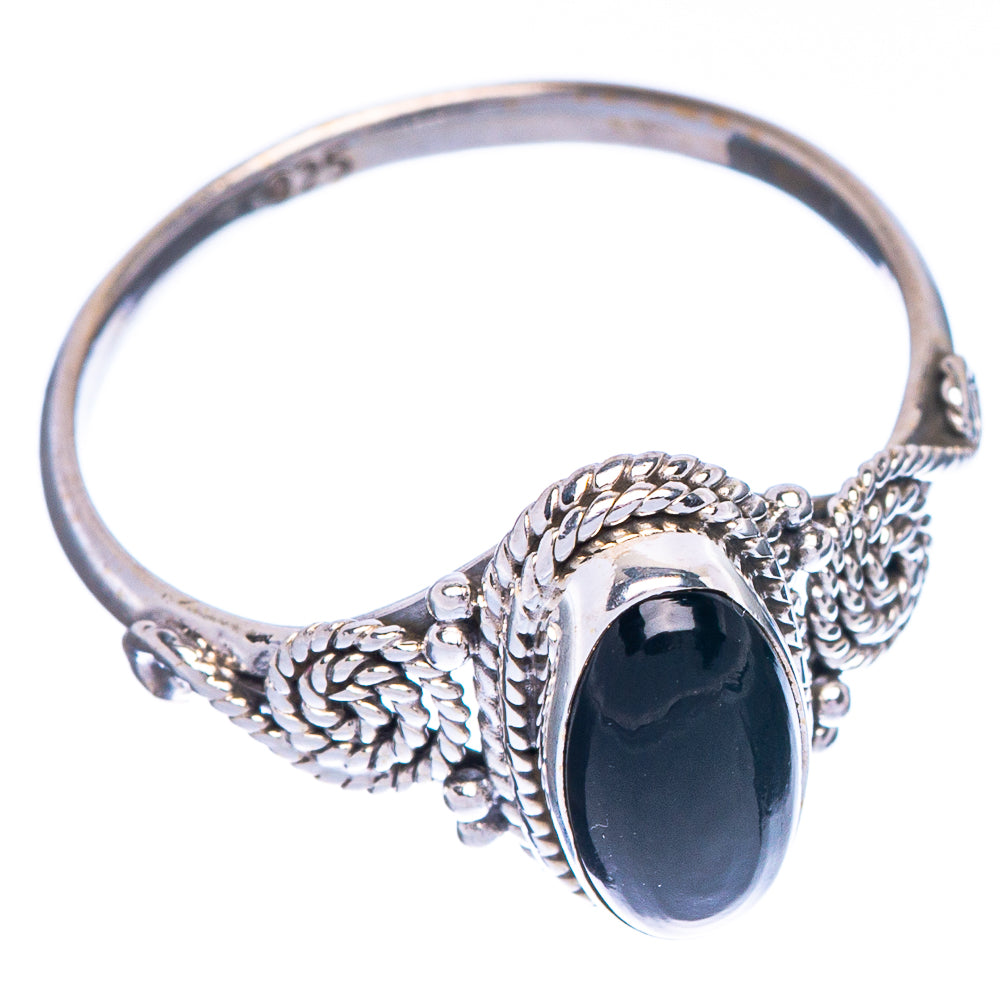 Black Onyx Dainty Ring Size 8 (925 Sterling Silver) R147073