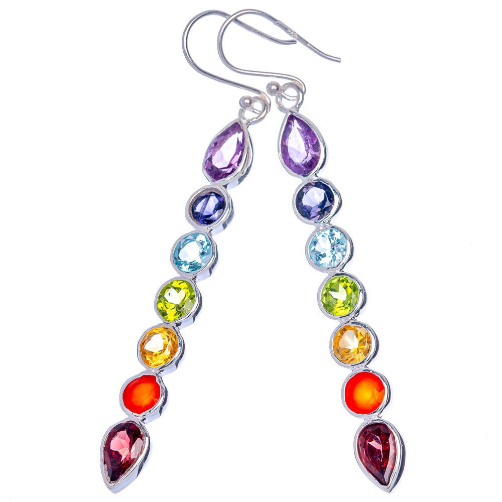 Rainbow Chakra Earrings 2 5/8" (925 Sterling Silver) E433125