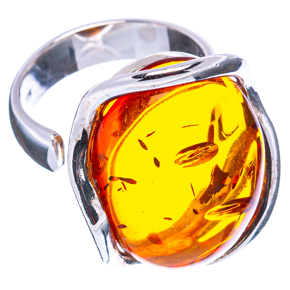 Baltic Amber Ring Size 6 Adjustable (.925 Sterling Silver)
