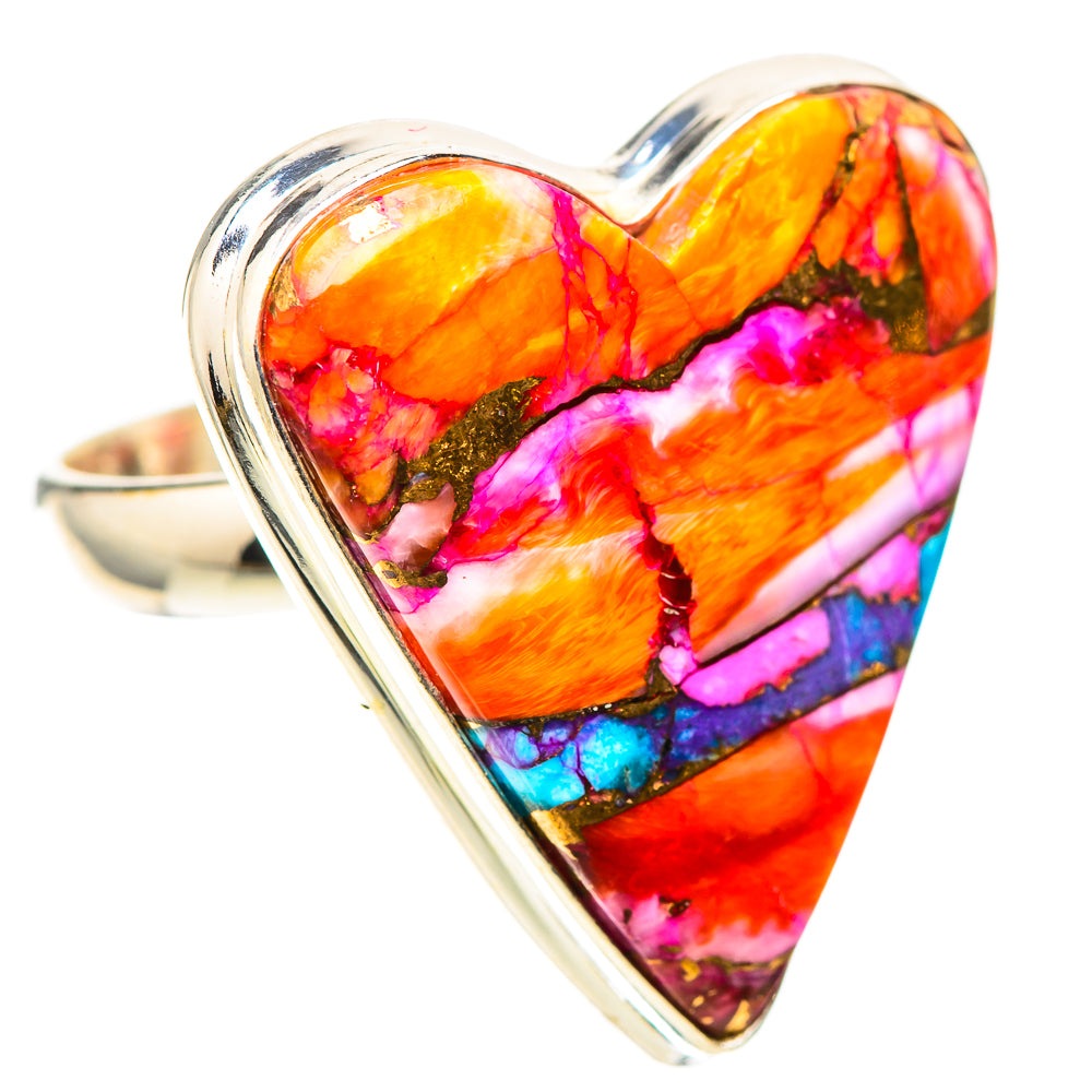 Large Kingman Pink Dahlia Turquoise Ring Size 9.25 (925 Sterling Silver) RING138640