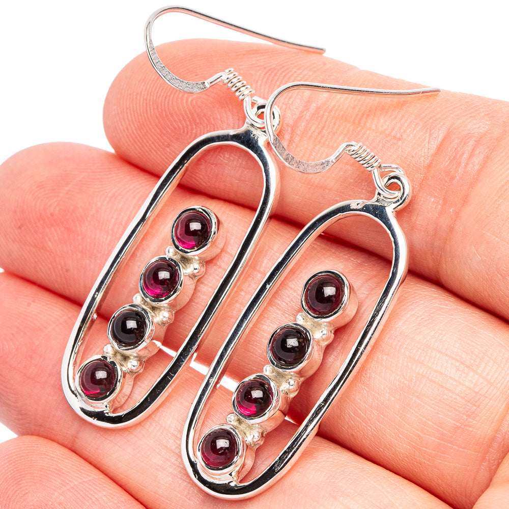 Garnet 925 Sterling Silver Premium Earrings 1 7/8" (925 Sterling Silver) E2238