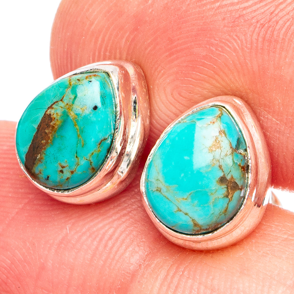 Rare Kingman Turquoise Earrings 3/8" (925 Sterling Silver) E2748