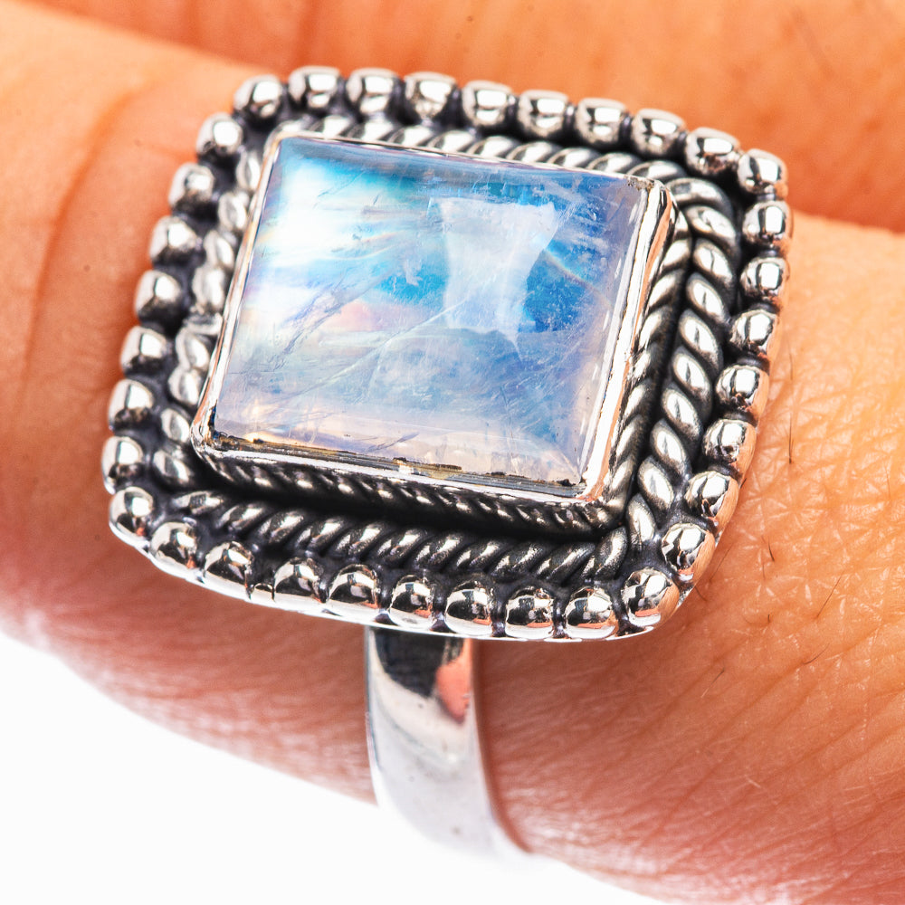 Rainbow Moonstone Ring Size 8.75 (925 Sterling Silver) R142030