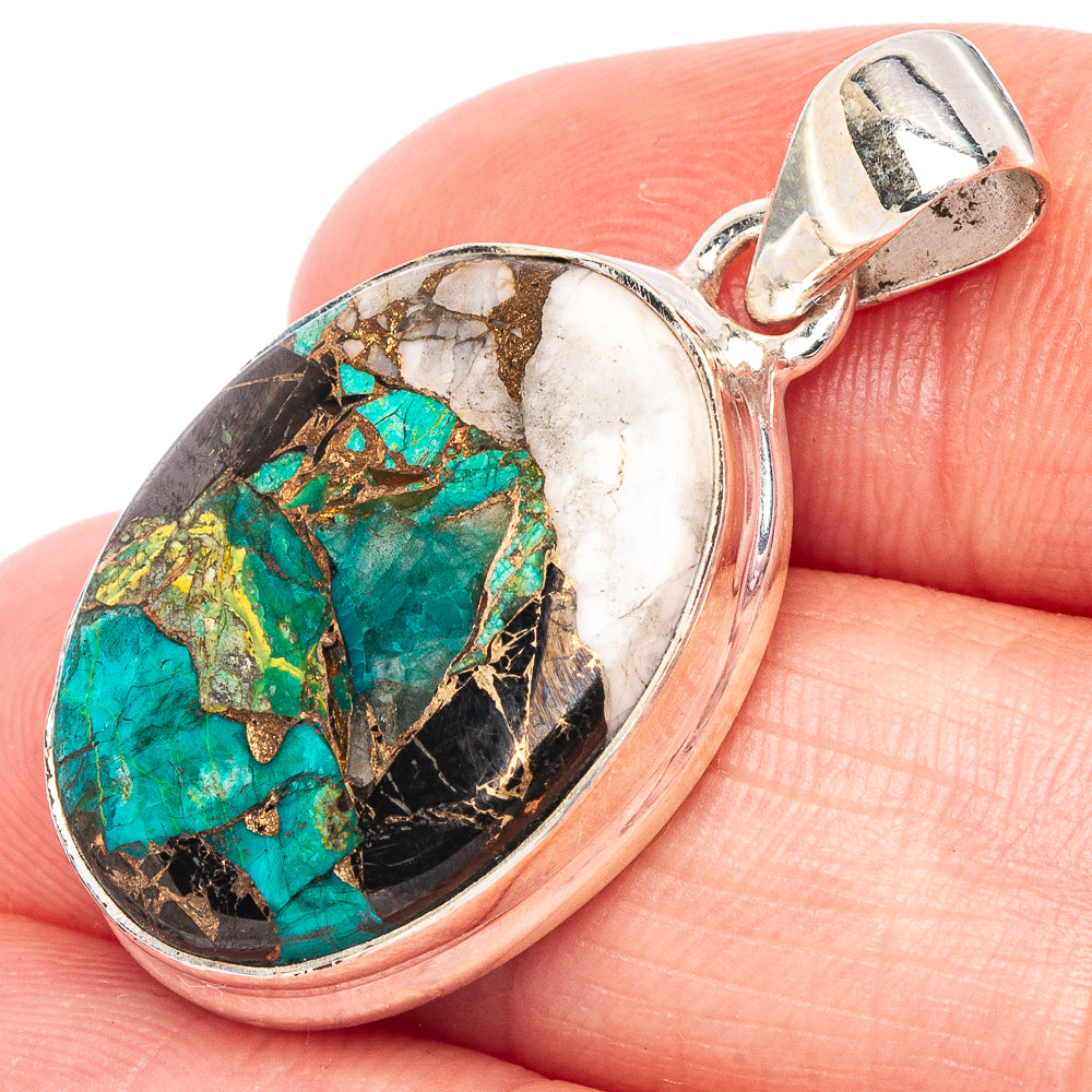 Chrysocolla Howlite Pendant 1 1/4" (925 Sterling Silver) P44890
