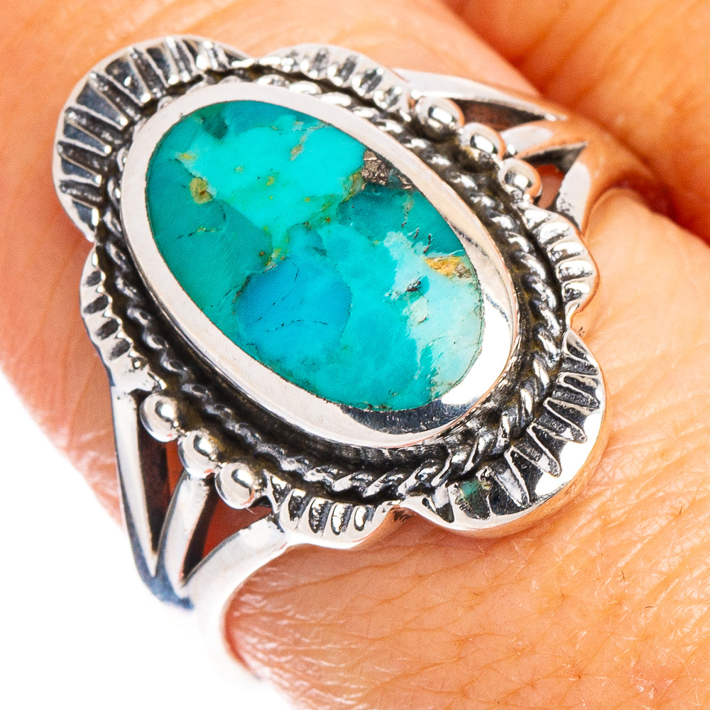 Arizona Turquoise Native Style Ring Size 8.5 (.925 Sterling Silver)
