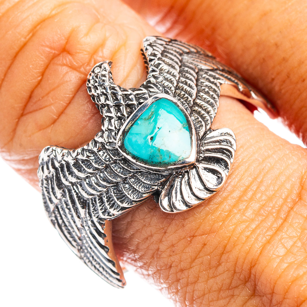 Native Style Mohave Turquoise Eagle Ring Size 10.75 (.925 Sterling Silver)