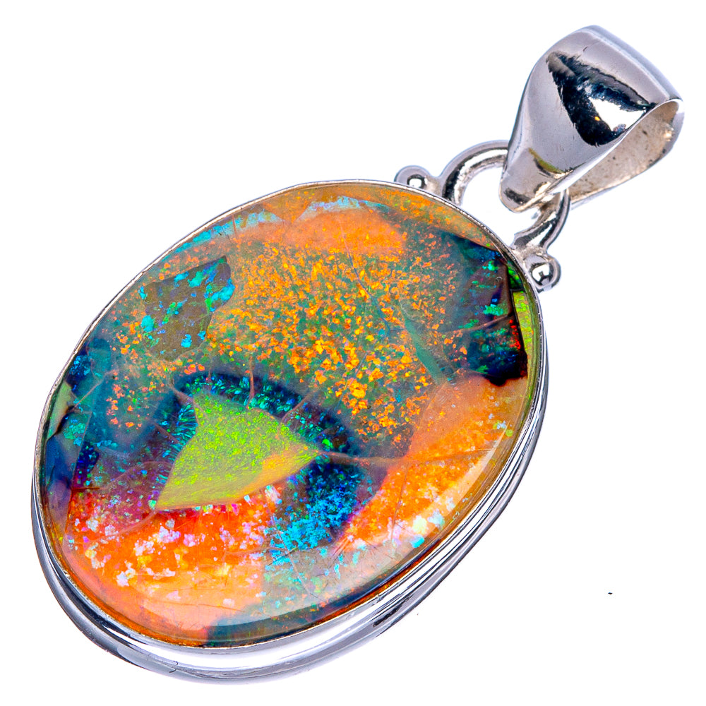 Rare Sterling Opal Pendant 1 3/8" (925 Sterling Silver) P40693
