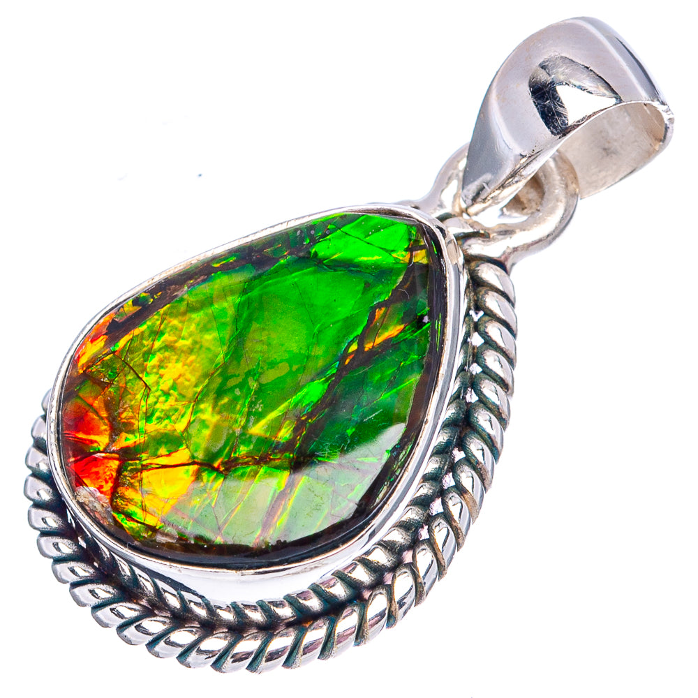 Premium Canadian Ammolite Pendant 1 1/8" (.925 Sterling Silver)
