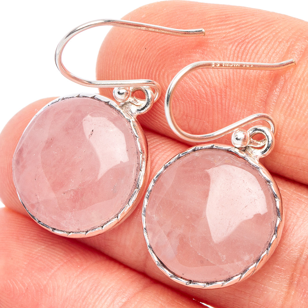 Rose Quartz Earrings 1 1/4" (925 Sterling Silver) E2282