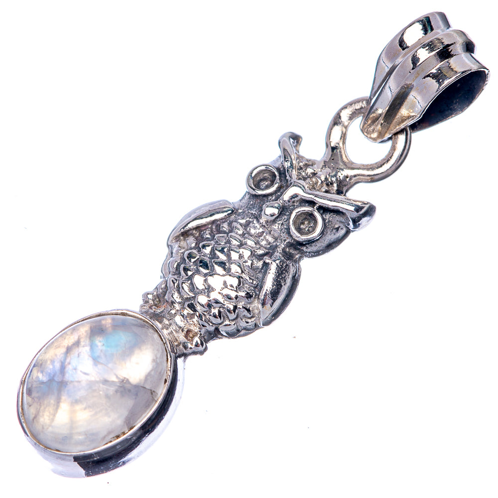Rainbow Moonstone Dainty Pendant 1 3/8" (925 Sterling Silver) P39913