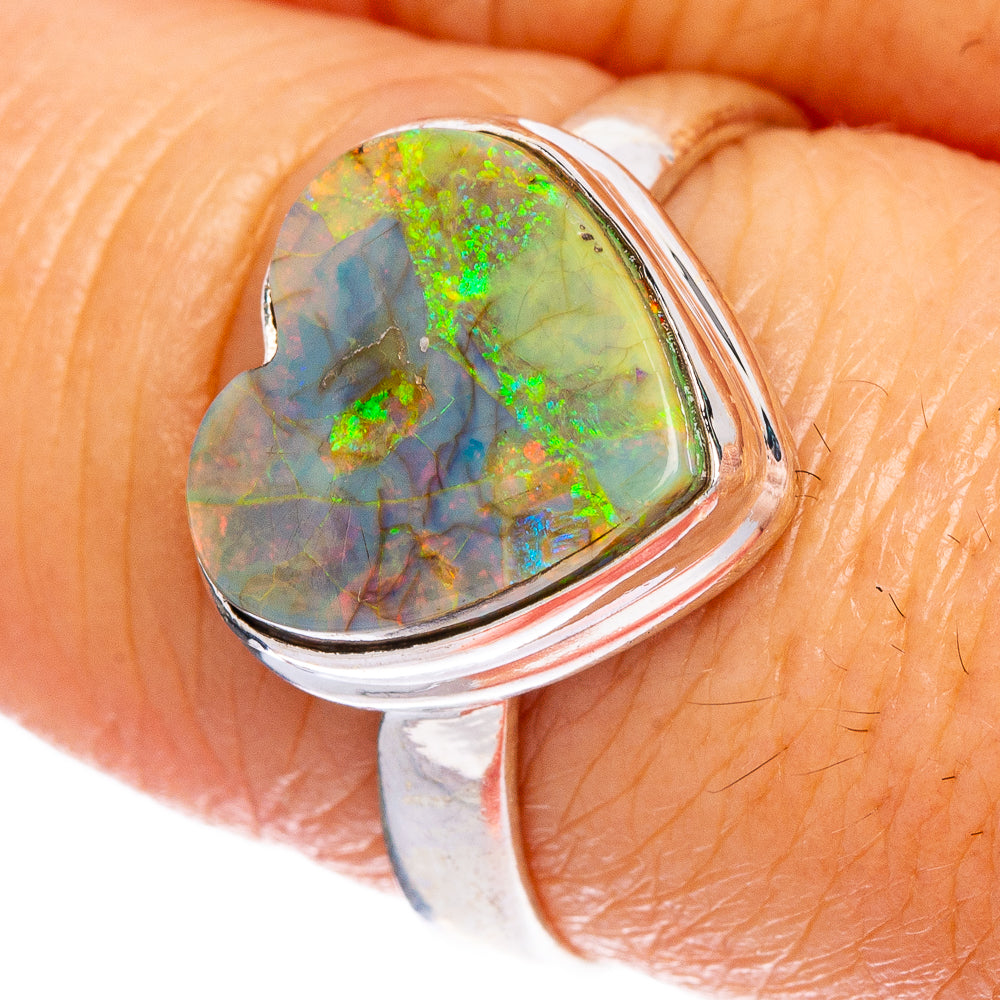 Rare Sterling Opal Heart Ring Size 8 (925 Sterling Silver) R147191