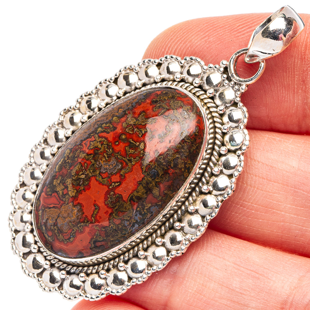 Large Moroccan Agate 925 Sterling Silver Pendant 2" (925 Sterling Silver) P43643
