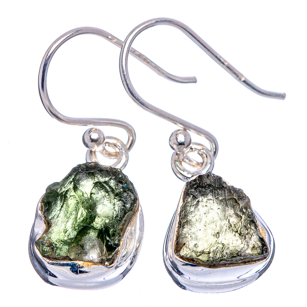 Rare Moldavite Earrings 1" (.925 Sterling Silver)