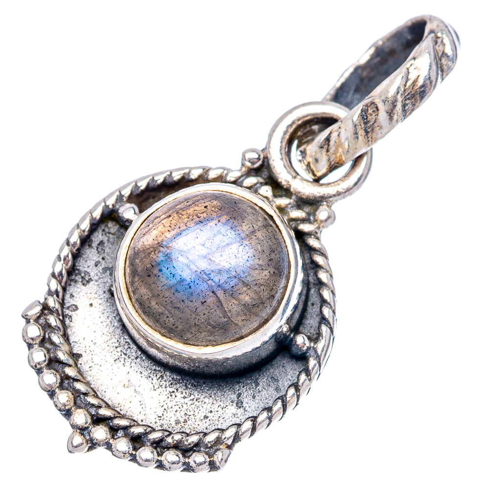 Dainty Labradorite Pendant 7/8" (.925 Sterling Silver)