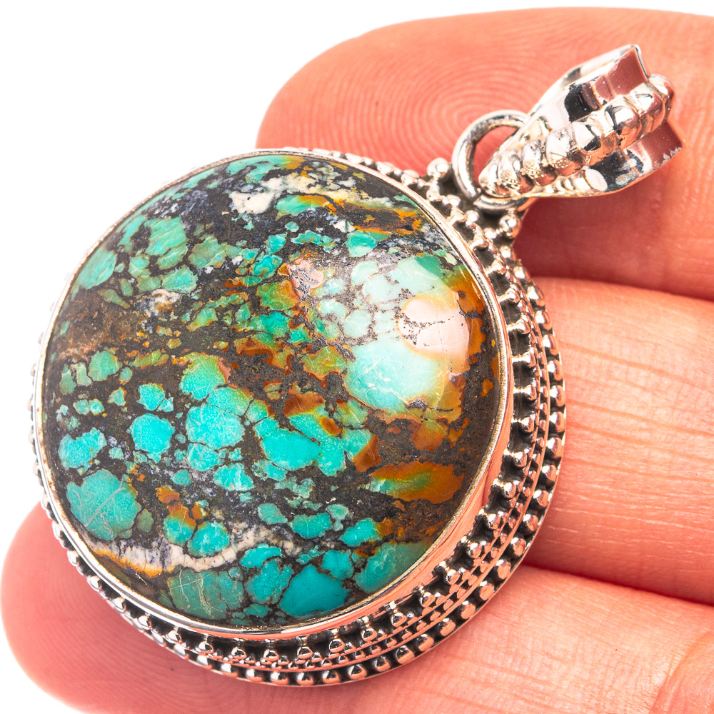 Tibetan Turquoise Pendant 1 5/8" (925 Sterling Silver) P38863