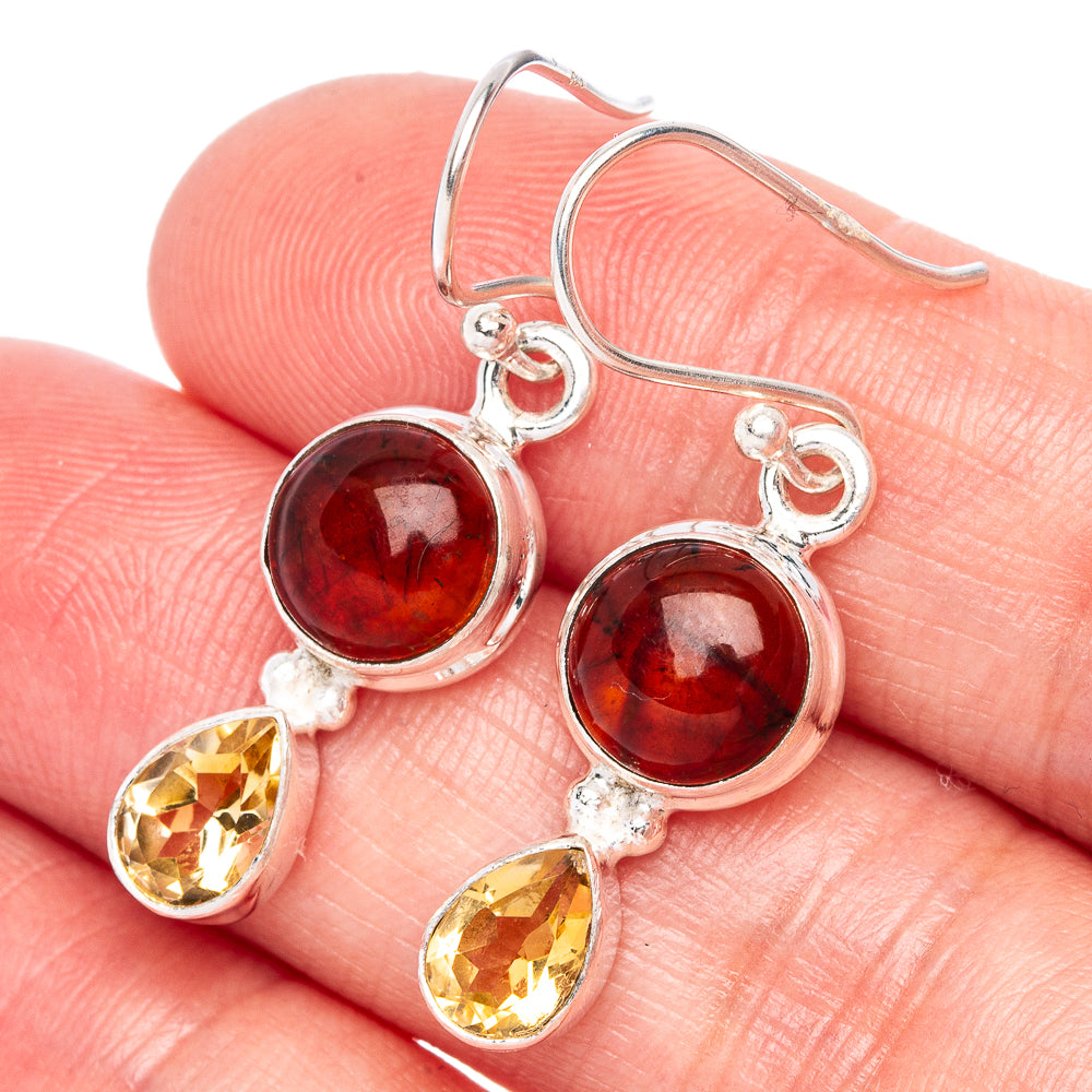 Baltic Amber, Citrine Earrings 1 3/8" (925 Sterling Silver) E433262