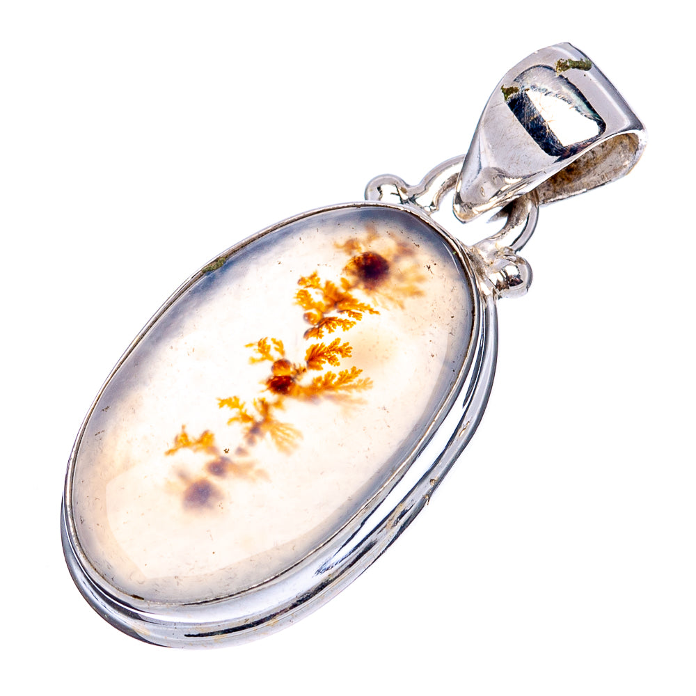 Scenic Dendritic Agate Pendant 1 1/8" (.925 Sterling Silver)