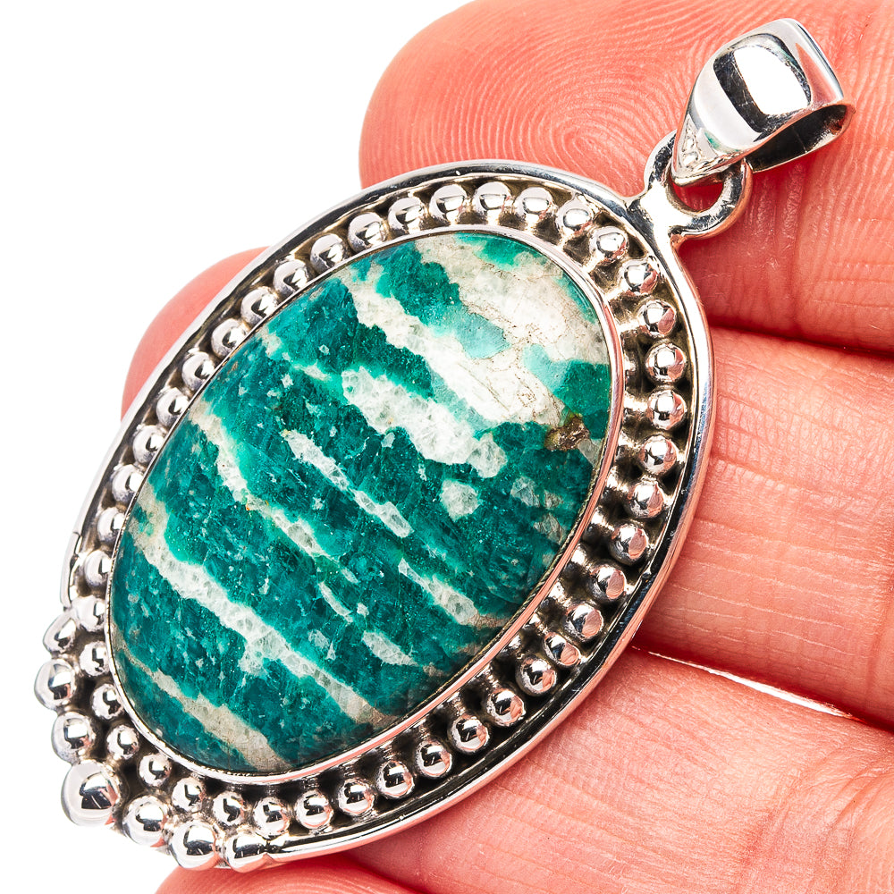 Premium Amazonite Pendant 1 7/8" (.925 Sterling Silver)