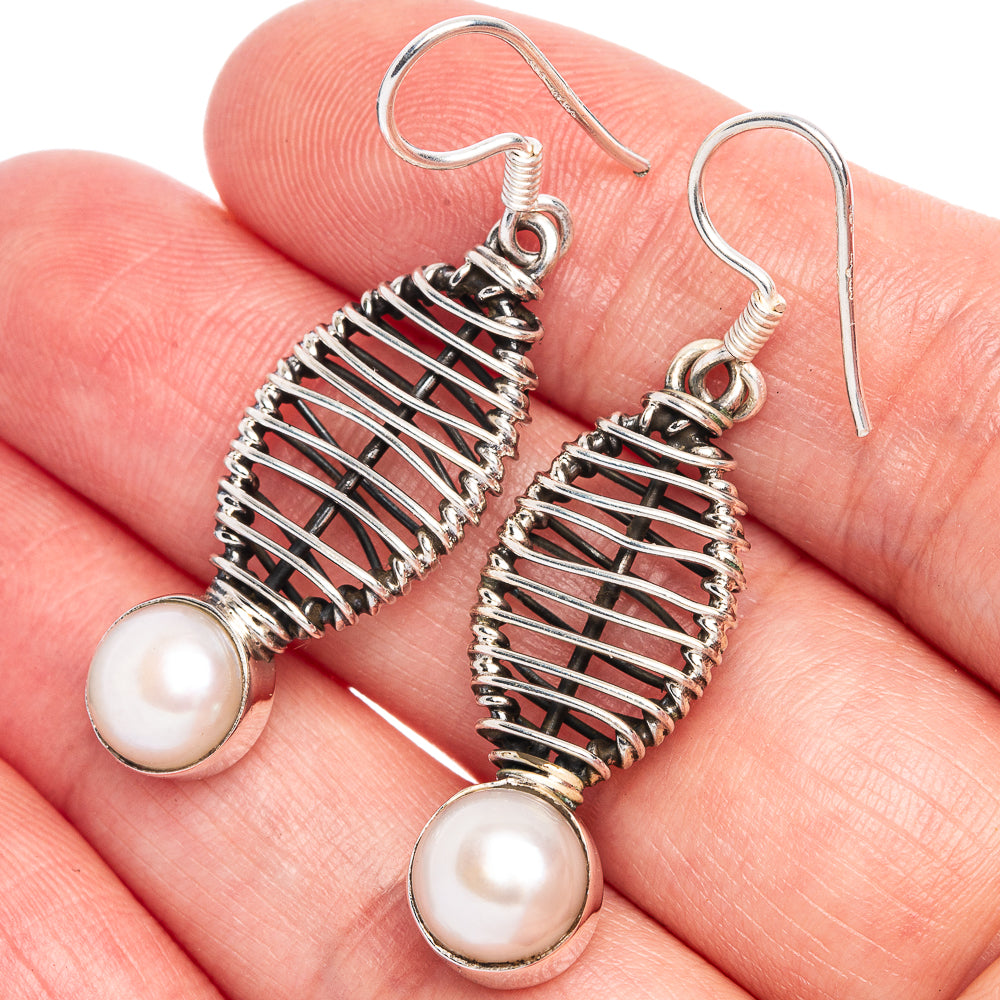 Cultured Pearl Earrings 1 5/8" (925 Sterling Silver) E433229