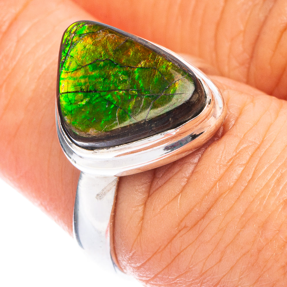 Rare Ammolite Ring Size 6.5 (925 Sterling Silver) R7802