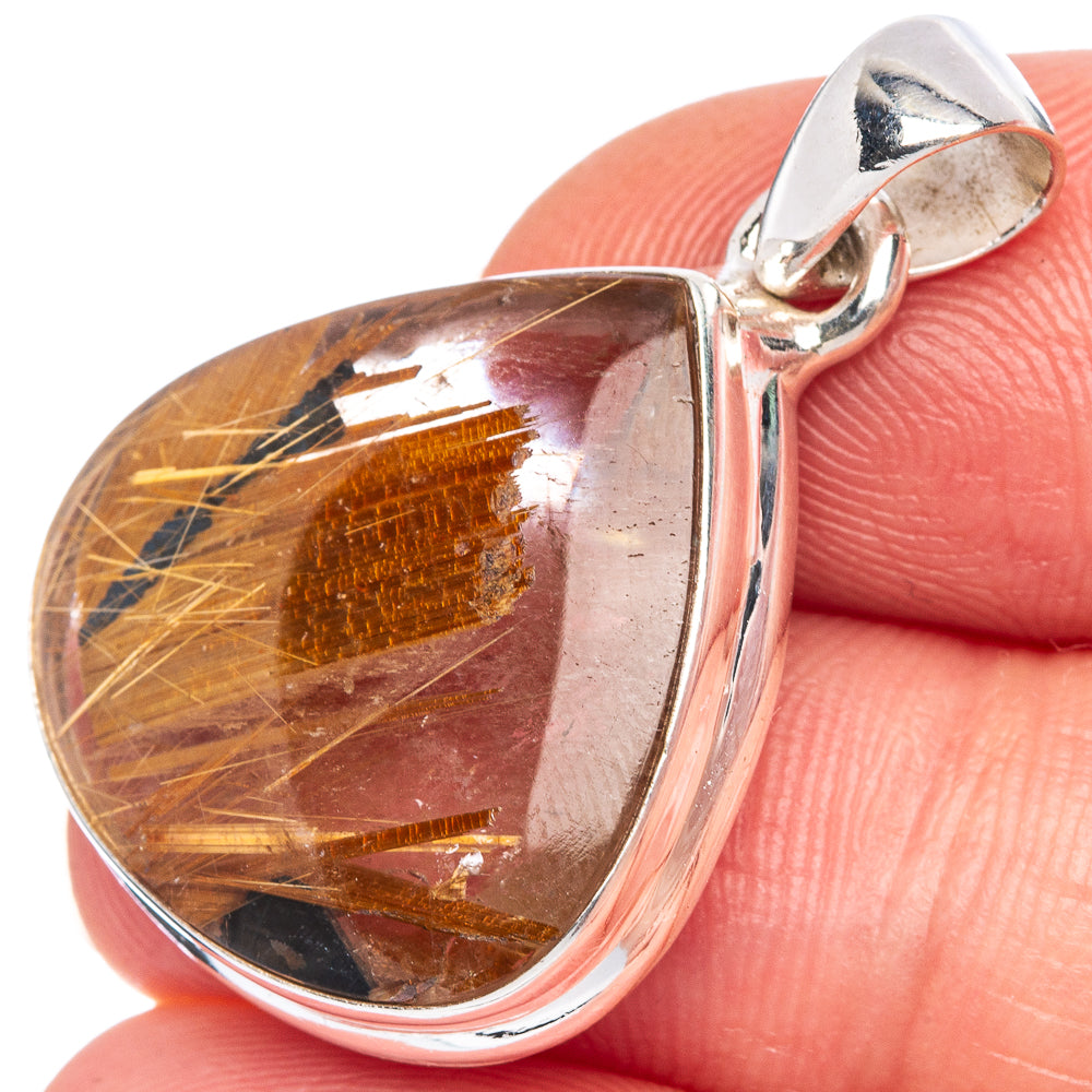 Rare Full Star Rutilated Quartz Pendant 1 1/4" (925 Sterling Silver) P39966