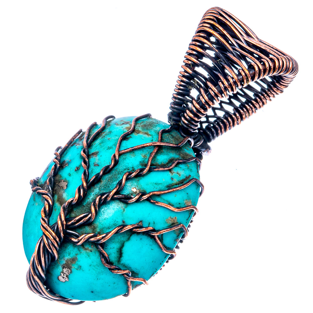 Turquoise Tree of Life Pendant 1 5/8" (Oxidized Copper)